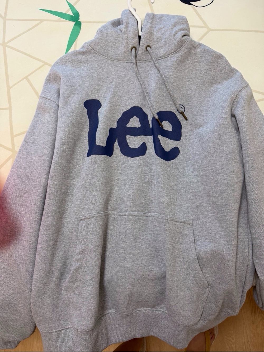 Lee Men's Gray Hoodie with Navy Logo